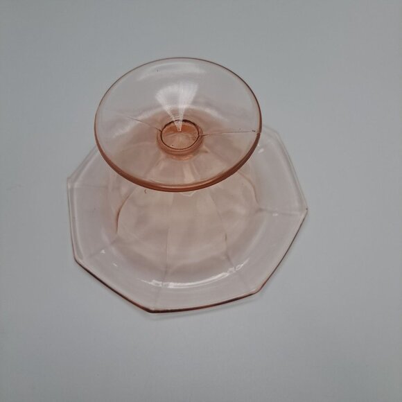 Federal Glass Pink Depression Glass Compote Pedestal Bowl Paneled 6 3/4" Vintage - Picture 6 of 6